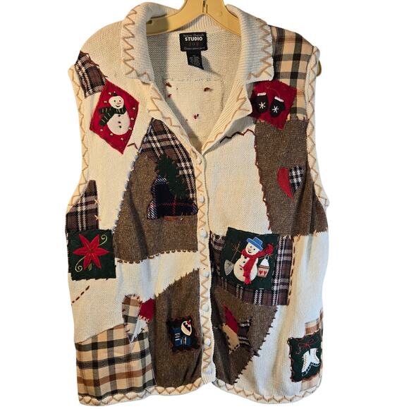 Designers Original Studio Joy Knit Vest, Size 2X – Vintage Holiday Charm [0037] - Picture 1 of 10